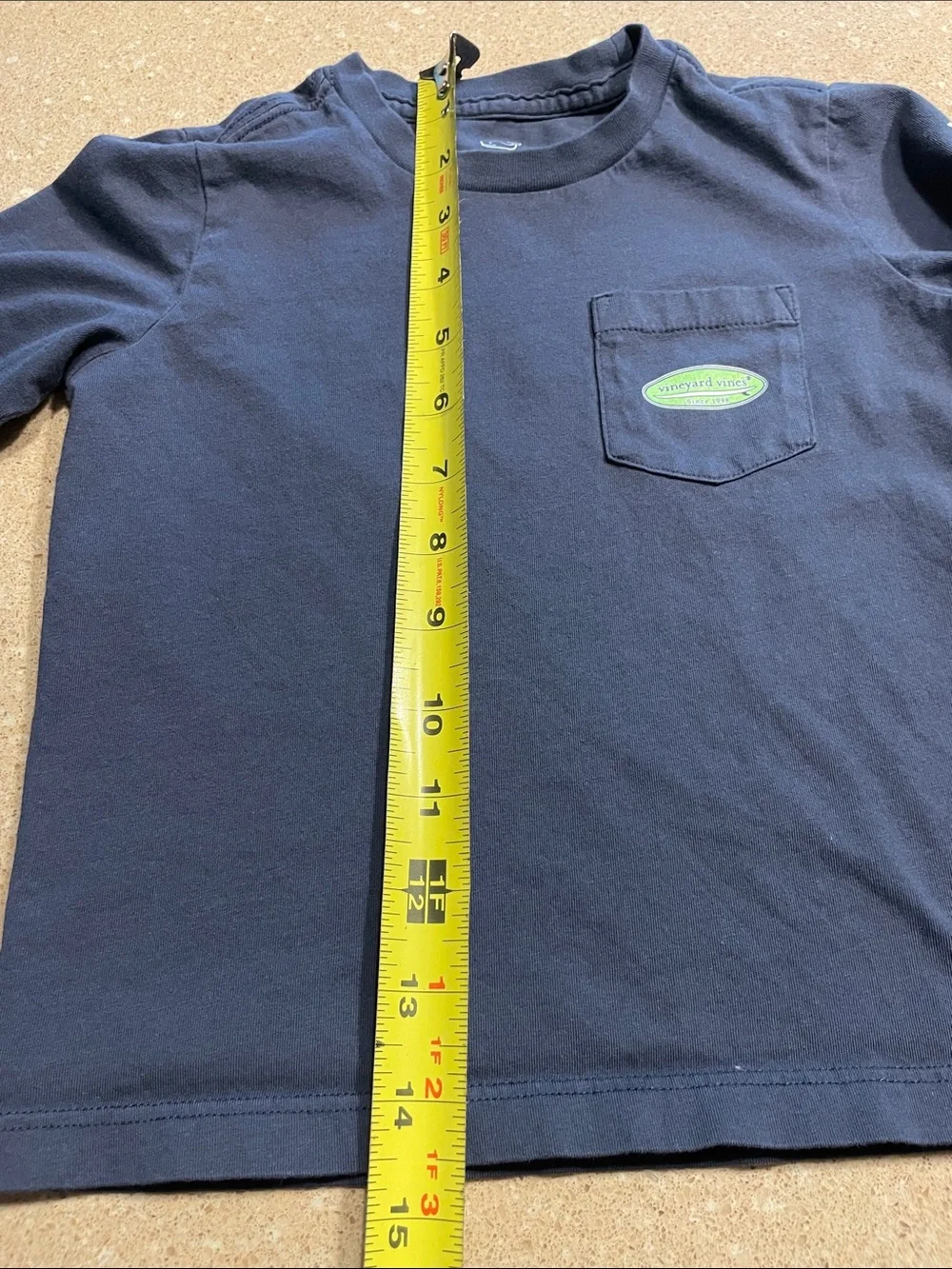 Vineyard Vines Navy Long-Sleeve Pocket Tee with Sleeve Logo